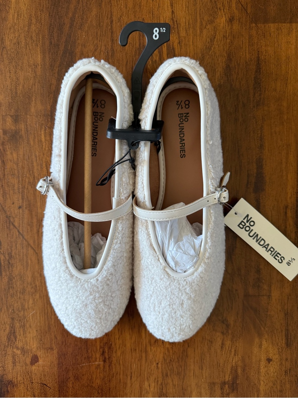 Cream Faux Fur Memory Foam Flats